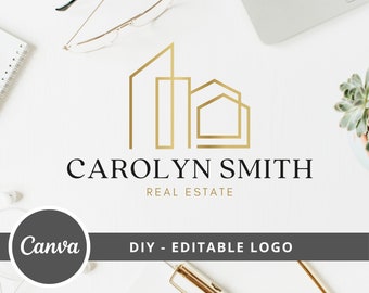 Real Estate Building Logo Design, Editable Canva LogoTemplate, Modern Building DIY Logo, Realtor Logo, Real Estate Branding, Instant Access