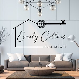 Real Estate Logo Design, Luxury House Editable Canva LogoTemplate, DIY Realtor Key & House Logo, Real Estate Agent Branding, Instant Access image 6