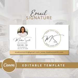 Sjabloon e-mailhandtekening onroerend goed Canva, e-mailhandtekening makelaar, Gmail-handtekening zakelijk, ontwerp voettekst e-mail, digitale download.