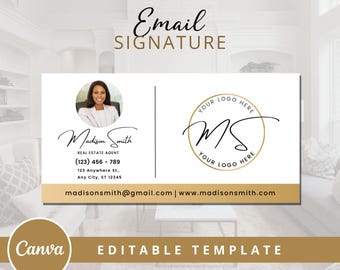 Real Estate Email Signature Template Canva, Realtor Email Signature, Business Gmail Signature, DIY Email Footer Design, Digital Download.