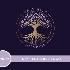 Tree of Life Canva Logo Template, Tree Editable Logo, DIY Life Coaching Logo, Yoga Logo, Psychology Logo, Healing Logo, Natural Therapy Logo imagem 3