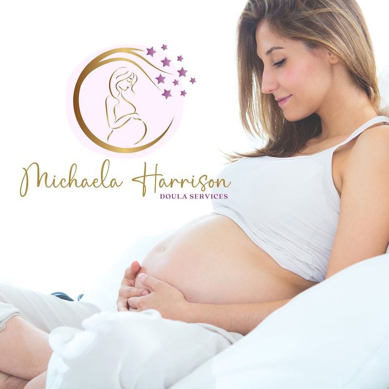 Doula Editable Canva Logo Template, Midwifery Premade Logo Design, DIY Pregnancy Logo, Pregnant Healthy Logo Design, Pregnant Woman Logo. image 5