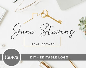 Real Estate Editable Canva Logo, House & Key Logo Template, Realtor DIY Logo, Guest House Logo, Broker Logo, Home Decor Logo, Instant Access