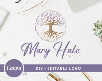 Tree of Life Canva Logo Template, Tree Editable Logo, DIY Life Coaching Logo, Yoga Logo, Psychology Logo, Healing Logo, Natural Therapy Logo