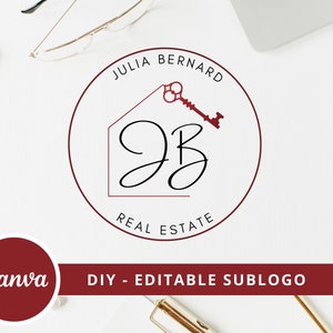 Real Estate Key Logo Design, Broker Editable Canva Logo Template, DIY Realtor Key Logo, Premade Real Estate Agent Branding, Instant Access image 5