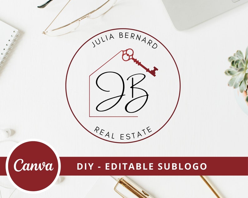 Real Estate Key Logo Design, Broker Editable Canva Logo Template, DIY Realtor Key Logo, Premade Real Estate Agent Branding, Instant Access image 5