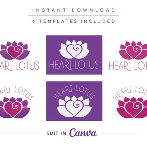 Heart Lotus DIY Logo Design, Lotus Flower Canva Logo Template, Life Coaching, Yoga, Spa & Cosmetics Logo, Wellness, Healing Therapy Logo. image 4