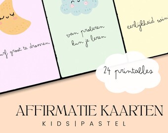 Affirmatiekaarten voor kinderen pastelkleuren