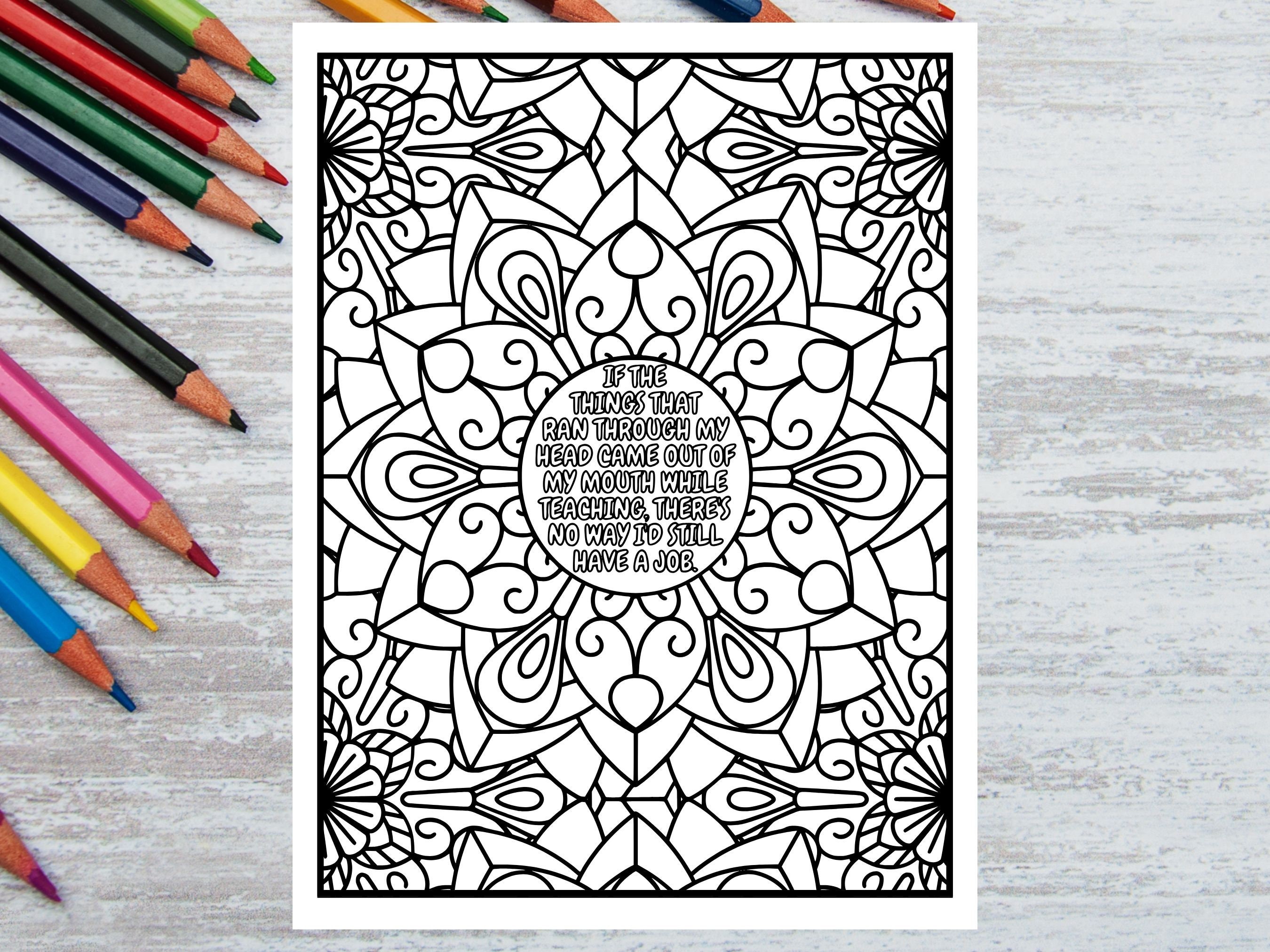 Teacher Coloring Book Adult Coloring Book Digital Coloring Book for ...