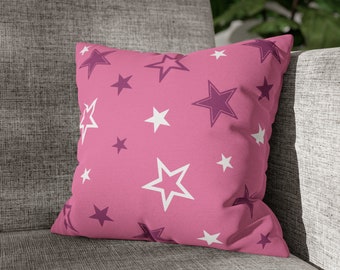 Star Pink Pillowcase, Universe Art Pillowcase, Fun Star Cushion Cover