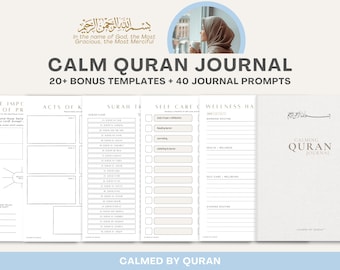 Calm Quran Journal: Spiritual Reflection & Wellness (Printable PDF)