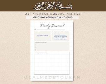 Daily Journal - PRINTABLE, Daily Intentions, Gratitude, Self-Care, Islamic Wellness Planner, Reflection & Mindfulness PDF