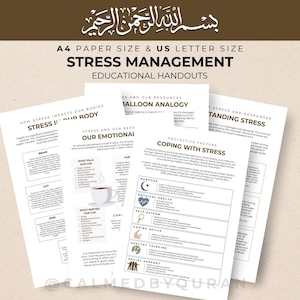 Folhetos informativos sobre estresse - PARA IMPRIMIR, pôsteres sobre saúde mental para muçulmanos, 5 páginas (PDF A4, download em tamanho carta dos EUA)