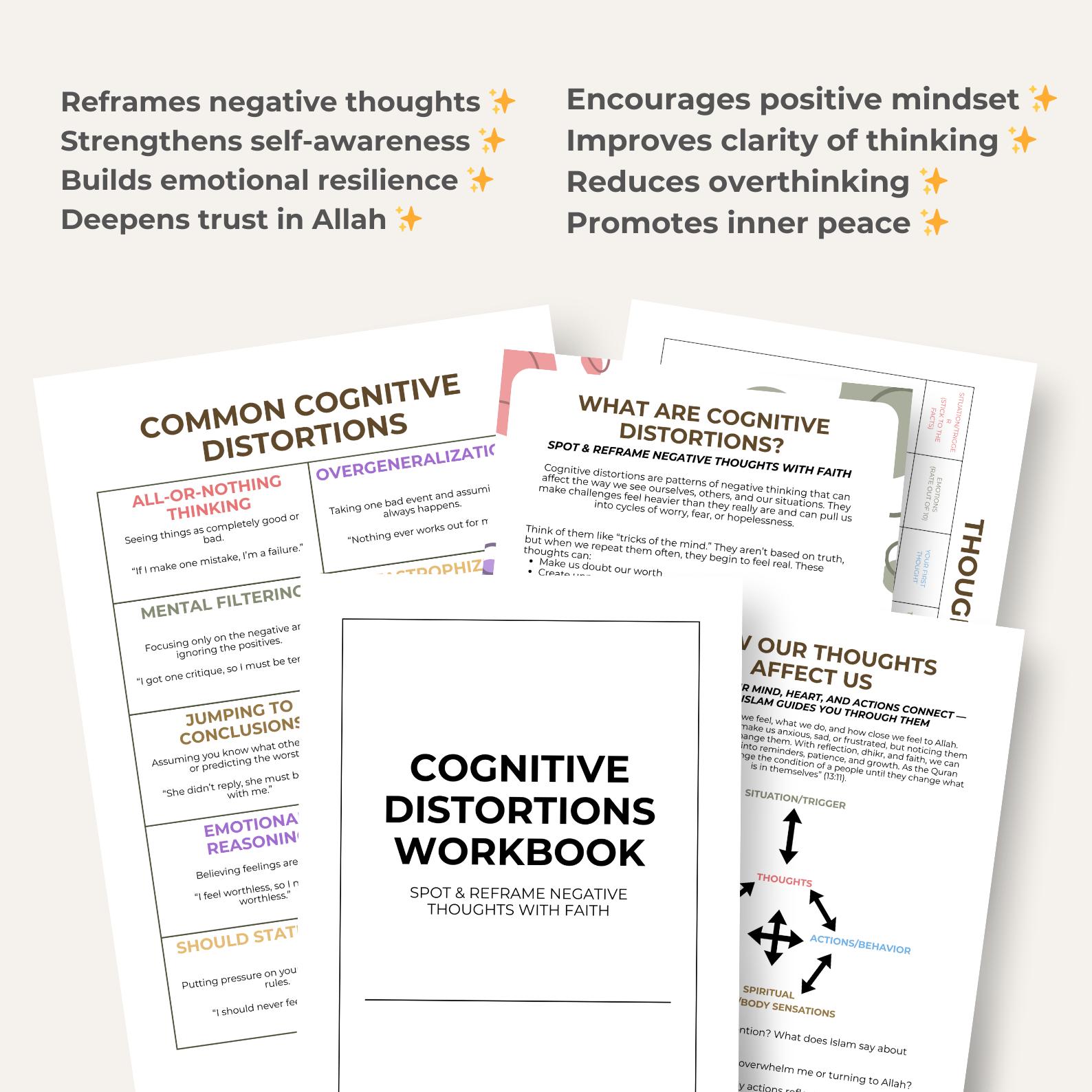 Cognitive Distortions Workbook - PRINTABLE, Islamic Therapy Tool ...
