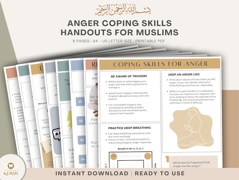 Anger Management Coping Skills Printable Poster Bundle for Muslims ...