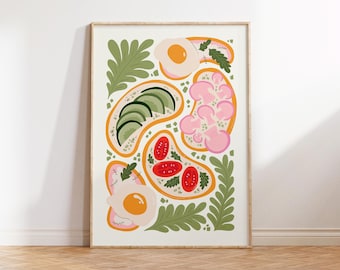 Avocado Toast Food Art Poster, Food Abstract Wall Art Print, Food Kitchen Wall Art Poster Print, Food Art Modern Wall Decor Digital Download