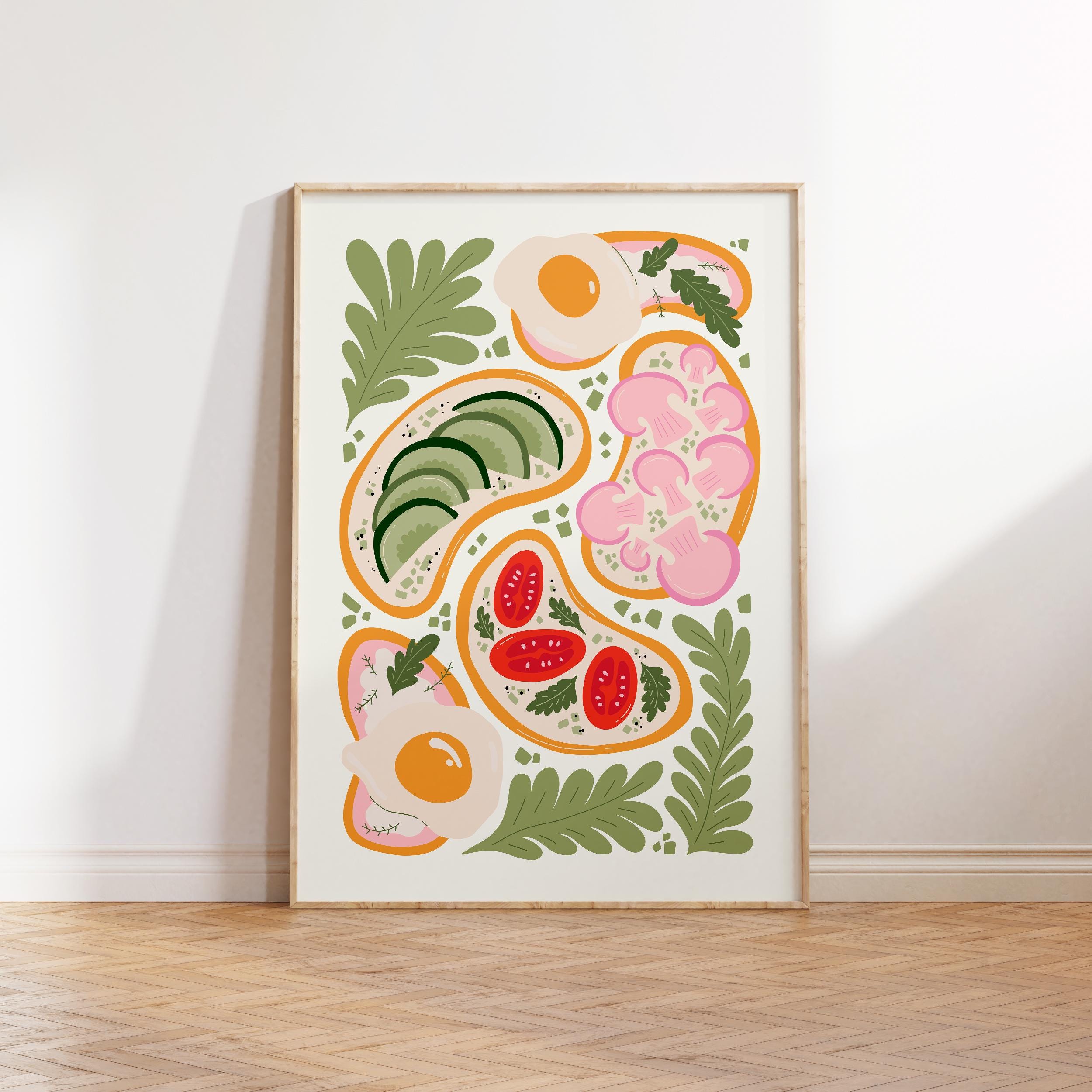 Abstract Toast Avocado Toast Food Art Poster, Food Abstract Wall Art Print, Food ...