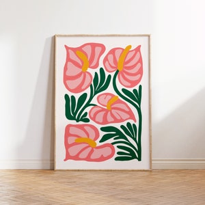 Jungle Flora Art Poster, Tropical Botanical Floral Print, Tropical Flowers Poster Print, Jungle Botanical Art Wall Decor Digital Download