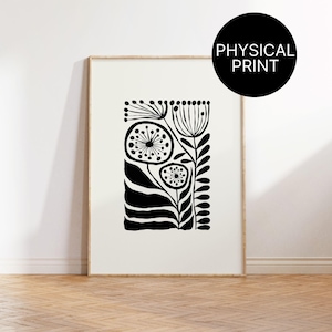 Dark Flowers Art Poster, Black and White Poser, Abstract Flowers Poster, B&W Floral Poster, Botanical Art Modern Wall Decor Physical Poster