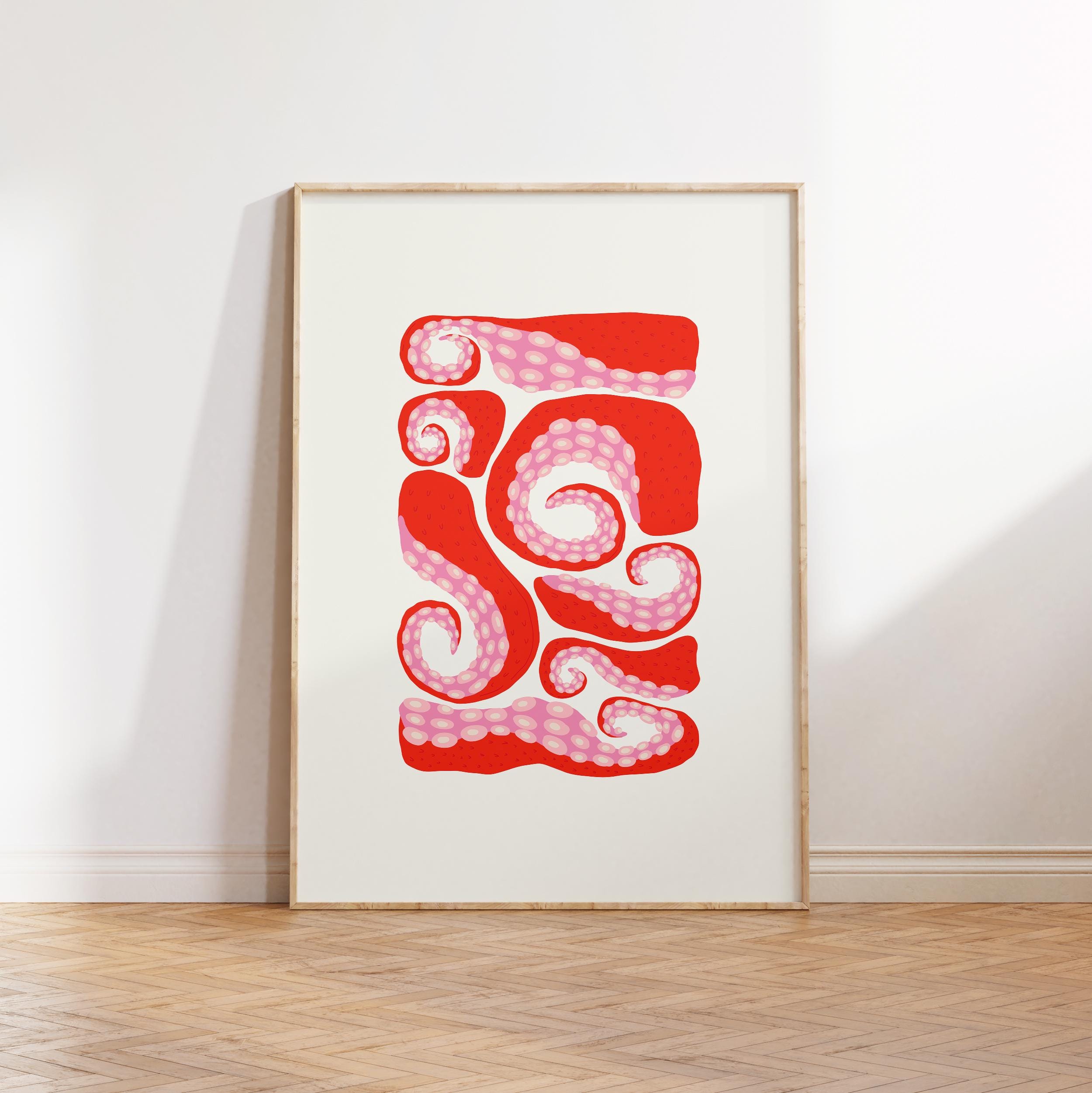 Octopus Food Art Poster, Octopus Wall Art Print, Octopus Seafood Wall Art Poster Print, Octopus Food Modern Wall Decor Digital Download
