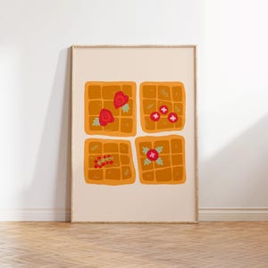 Waffles Food Art Poster, Waffles Food Wall Art Print, Waffles Breakfast Kitchen Wall Art Poster, Waffles  Modern Wall Decor Digital Download