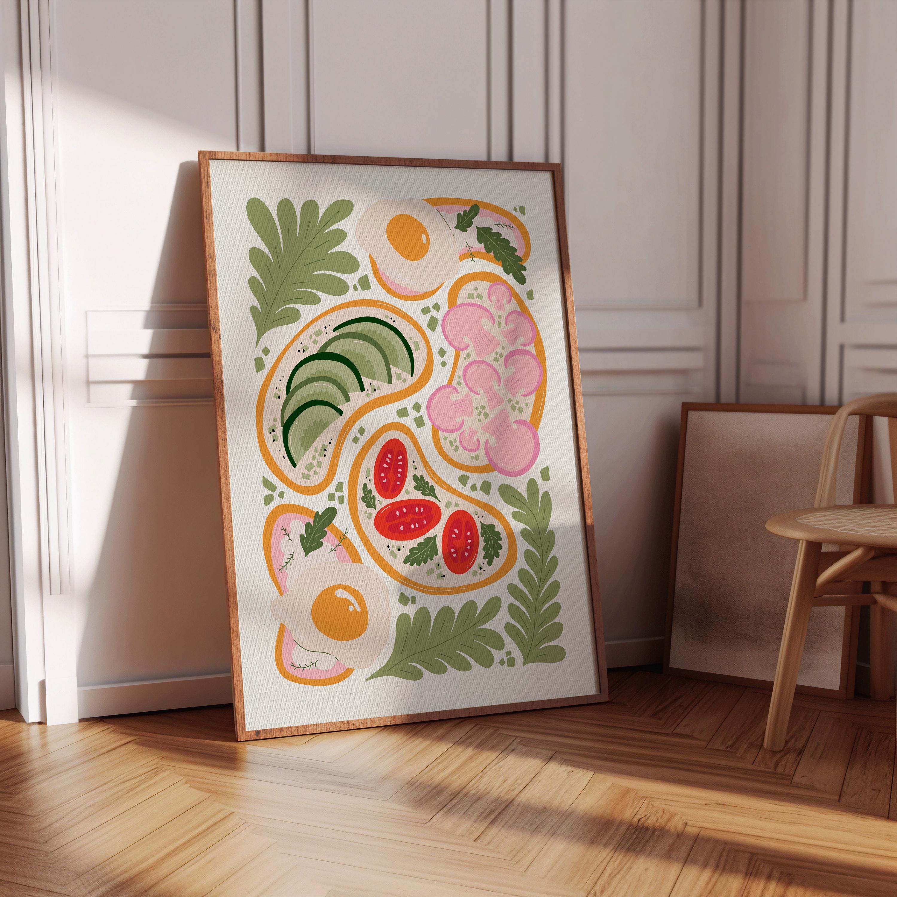 Abstract Toast Avocado Toast Food Art Poster, Food Abstract Wall Art Print, Food ...