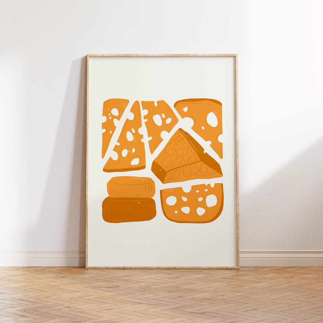 Cheese Food Art Poster, Cheese Food Italian Wall Art Print, Food ...