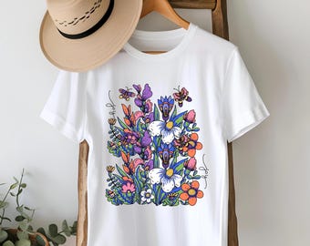 Camiseta Cottagecore Wildflower: Diseño floral bohemio