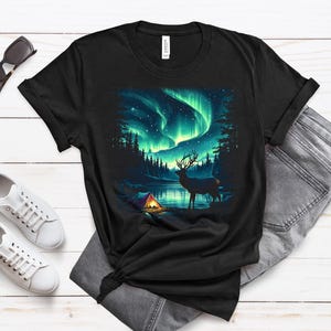 Aurora Borealis Shirt, Northern Lights Shirt, Nature Lover Tee, Outdoor Adventure Shirt, Eco-Friendly Style, Gift for Campers