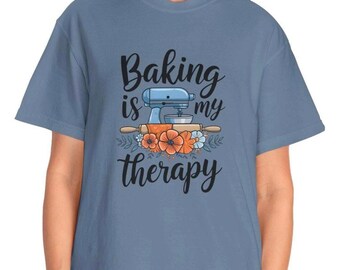 Baking is My Therapy T-Shirt- 100% Cotton Tee, Holiday Baking Shirt