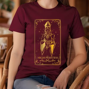 Mystical High Priestess Tarot Card Shirt: Boho Witchy Tee