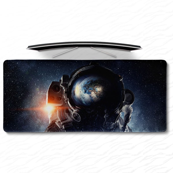 Strange Planet Desk Mat, Futuristic Spaceship Mouse Pad, Astronaut Desk Mat, Awe-Inspiring Space Scene, Vibrant Colors, Cosmic Advent