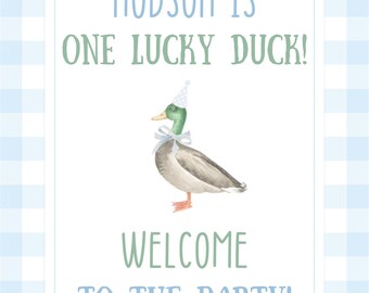 One Lucky Duck Birthday Party Welcome Sign