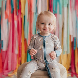 Gray Skies - Bamboo Sleeper, Bamboo Zippy, Gender Neutral Baby Pajamas, Bamboo Jammies, Convertible Romper, Bamboo Zippered Sleeper