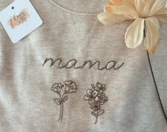 Custom Mama Sweatshirt with Birth Flowers