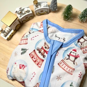 Snow Globes - Bamboo Sleeper, Bamboo Zippy, Gender Neutral Baby Pajamas, Bamboo Baby Pajamas, Convertible Romper, Bamboo Zippered Sleeper