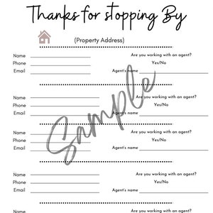 Open House Sign In Sheet