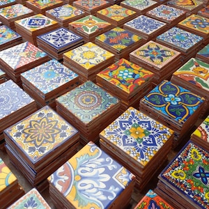 TILES 4x4 assorted designs Mexican tile handmade colorful talavera backsplash mosaic, mixed vibrant talavera 30 different models
