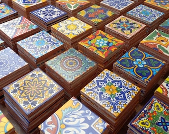 TILES 4x4  assorted designs Mexican tile handmade colorful talavera backsplash mosaic, mixed talavera vibrante 30 modelos diferentes