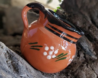 Taza mexicana hecha a mano Taza Tonala/jarrito de barro rusticoTaza de Barro, taza ponche, taza café, taza chocolate