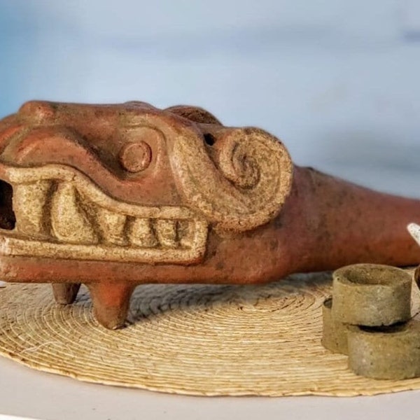 Ancestral Quetzalcoatl Copalera, power animal, palo santo copal burning bowl, ancient clay