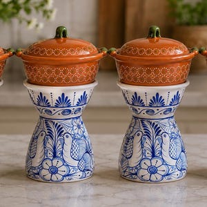 Handmade Mexican Ceramic Chafing Dish Set for Weddings, Talavera