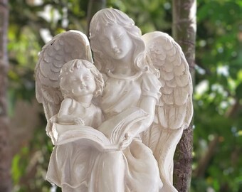 Estatua del ángel de la guarda Escultura de arte religioso, 33cm-13in, Estatua de ángel para el hogar, el jardín y el monumento.