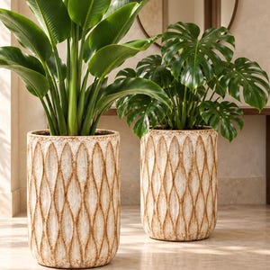 Large Handmade Clay Planter 24in Tall | Extra Large Rustic Terracotta Pot | Luxury Indoor Outdoor Floor Planter | Statement Garden Vase