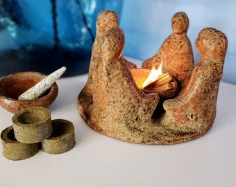 Handcrafted Circle of Women Incense Burner for Meditation | Spiritual Decor for Burning Copal, Herbs, and Incense
