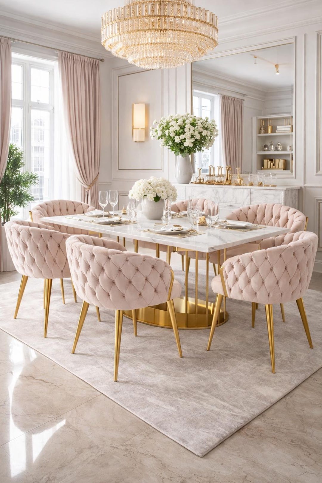 Dining Chair Set of 2 Luxury Velvet Petal Accent Chairs With Gold Legs ...