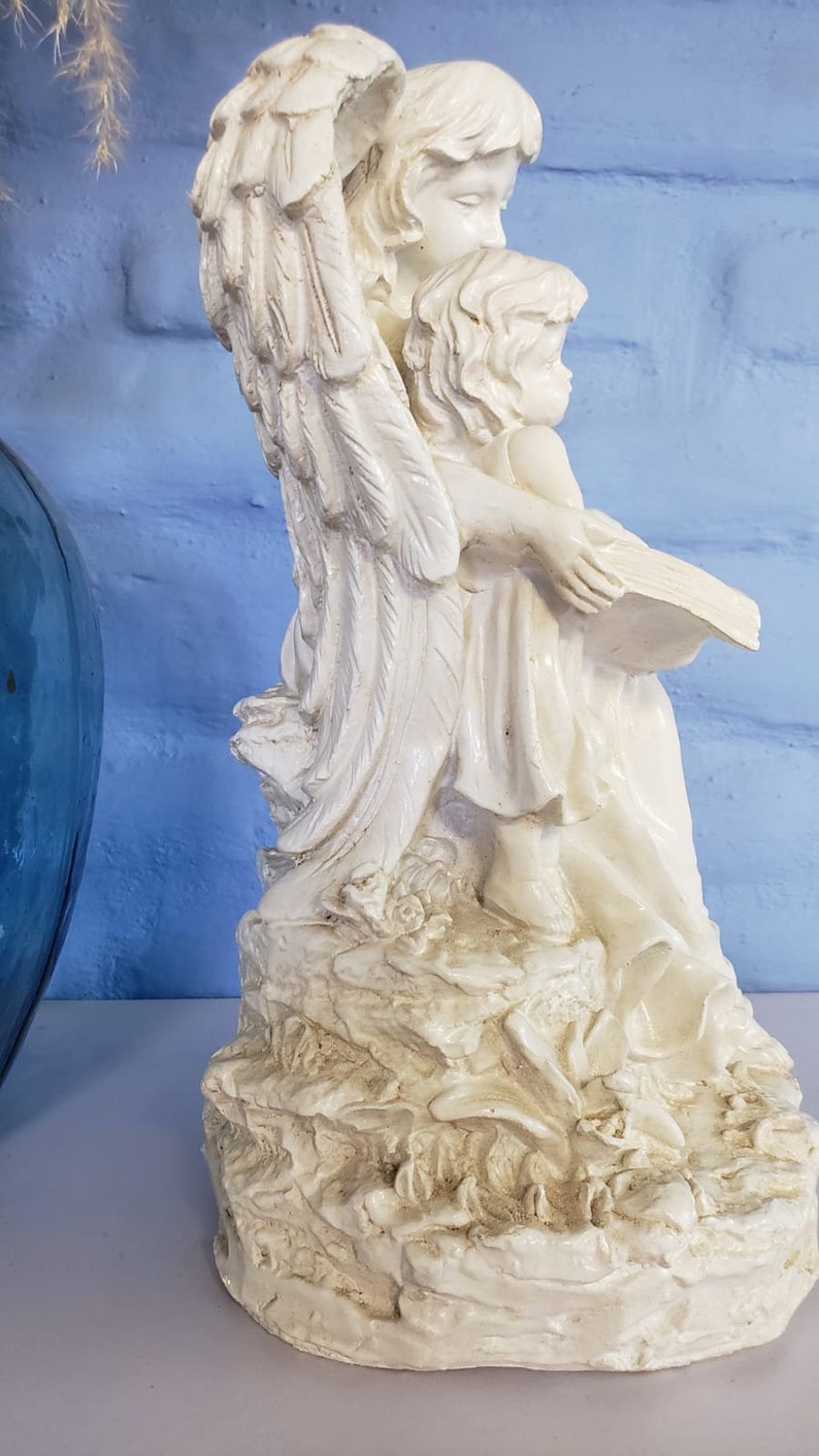 Estatua del ángel de la guarda Escultura de arte religioso, 33cm-13in, Estatua de ángel para el hogar, el jardín y el monumento. zdjęcie 5