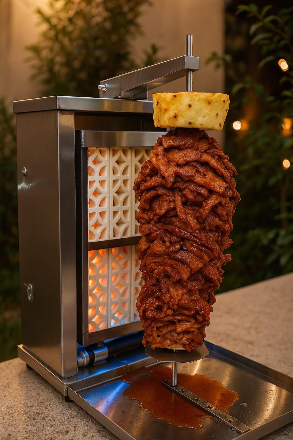 Heavy-Duty Stainless Steel Al Pastor Trompo | Commercial Rotary Rotisserie for Mexican Taco Stand