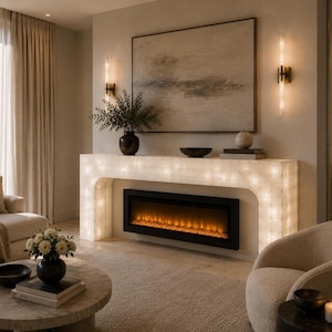 Handmade White Onyx Console Table | Luxury Entryway, Fireplace Mantel, Vanity & Hotel Furniture | Illuminated Natural Stone