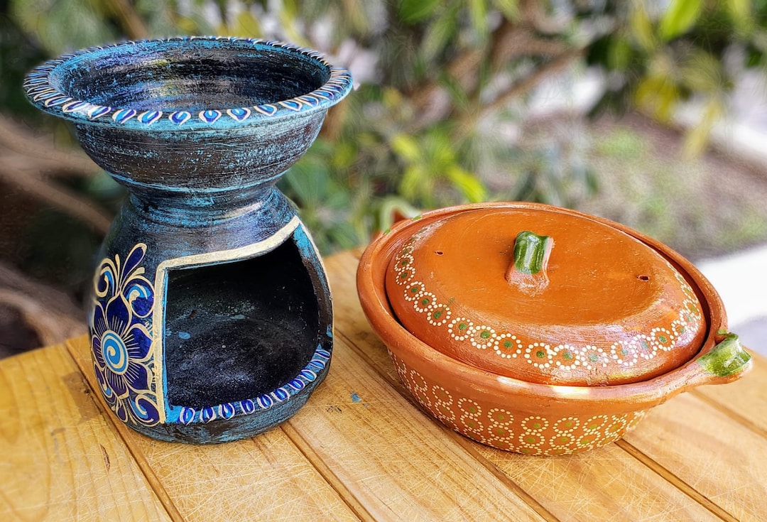 Cazo Cazuela De Barro Para Mole Set Anafre Uso Rudo Y Capula Clay